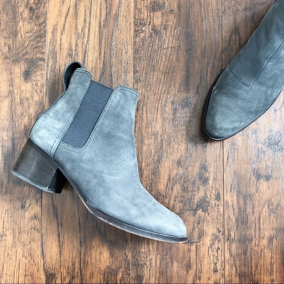 rag & bone • Walker chelsea boot ankle bootie Charcoal grey nubuck leather heel - Picture 5 of 16